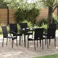 Produktbild: vidaXL Stapelbare Gartenstühle 6 Stk. Poly Rattan Schwarz NEU