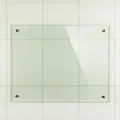 Produktbild: Spritzschutz Herdblende aus Glas, für Küche, Herd, Fliesen, 6 mm esg Sicherheitsglas, Küchenrückwand, inkl. Schrauben, 80 x 40 cm, Klarglas - Melko