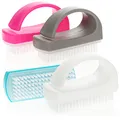 Produktbild: com-four® 4X Handbürste - Nagelbürste mit Griff - Handwaschbürste, Reinigungsbürste in blau, weiß, pink und grau (04 Stück - Farbmix 3)