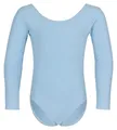 Produktbild: tanzmuster ® Ballettanzug Mädchen Langarm - Lilly - aus Baumwolle, Ballettbody Kinder Ballett Trikot in hellblau, Größe 92/98