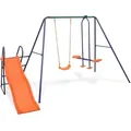 Produktbild: Schaukelset Mit Rutsche Und 3 Sitzen Orange Vidaxl