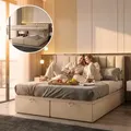 Produktbild: TRADA Bond Boxspringbett 200x200 mit Bettkasten mit Matratzen Stauraum Velvet 9-Komfortzonen H3 Beige - Beige