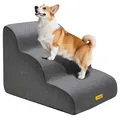 Produktbild: Gimars Hundetreppe mit 30D Hochdichtem Schaum & Extra-Breiten Stabilen 3 Stufen 40 cm hoch, Abnehmbarem Waschbarer Bezug, Rutschfestem Boden, Tragbare Rampe für Kleine Hunde zu Sofa, Bett, Auto