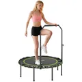 Produktbild: SPORTNOW Fitness Trampolin Ø114 cm klappbar Mini Trampoline mit 5 verstellbaren Handgriffstufen, leise Gummiseil, Trampolin für Erwachsene Trampoline für Indoor Outdoor Jumping