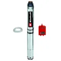 Produktbild: Einhell Tiefbrunnenpumpe GC-DW 1300 N (1300 W, 5.000 l/h max. Fördermenge, 20m max. Eintaucht., Edelstahlgehäuse, Edelstahlsieb, inkl. 22m Ablassseil), silber