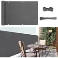 Produktbild: Sunula Balkon Sichtschutz Blickdicht Pes Balkonverkleidung Windschutz Ohne Bohren, Mit Nylon Kabelbinder Und Kordel, Patentierte Reißfeste Ösen, Wetterfest, Anthrazit, 75x500 Cm