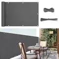 Produktbild: Sunula Balkon Sichtschutz Blickdicht 75x500cm, PES Balkonverkleidung Windschutz Ohne Bohren, Balkonsichtschutz mit Nylon Kabelbinder und Kordel, Patentierte Reißfeste Ösen, Wetterfest, Anthrazit