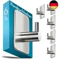 Produktbild: Menz Handtuchhalter ohne Bohren – 6 Stück Edelstahl Haken selbstklebend mit 3M