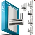 Produktbild: Menz Handtuchhalter ohne Bohren – 6 Stück Edelstahl Haken selbstklebend mit 3M
