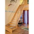 Produktbild: Dolle Raumspartreppe Paris ohne Setzstufen Buche unbehandelt Treppenlauf 1⁄4 gewendelt unten rechts Rechteckstäbe
