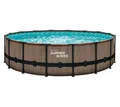 Produktbild: SUMMER WAVES Pool Frame Pool (Komplettset, 5-tlg., Filterpumpe, Einstiegsleiter, Plane, Reinigungs- & Repairkit), Ø 488x122 cm Teakoptik braun rund