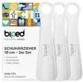 Produktbild: biped 3er Set Schuhanzieher aus Kunststoff 18 cm – Mini Schuhlöffel, perfekt für unterwegs – Ergonomisch geformte Reiseschuhlöffel – Ideal für Kinder & Erwachsene z1570(weiss)