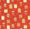 Produktbild: STAR Geschenkpapier 70cm x 2m Rolle mit Weihnachtsmotiv Geschenke rot metallic