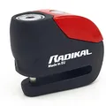 Produktbild: RADIKAL RK9 Bremsscheibenschloss mit Alarm 120dB Premium mit Warnung, Optionale Aktivierung, LED-Licht, Komplett Metall, Motorradschloss Alarmanlage Diebstahlsicherung Motorrad Roller Ebike, 6mm Rot