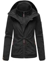 Produktbild: MARIKOO leicht gefütterte Damen Übergangsjacke kurze Sommerjacke mit kuscheligem Fleece-Innenfutter und großer Kapuze Erdbeere Black2 Gr. XS