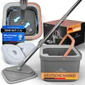 Produktbild: Wischmopp Set mit Eimer, 2-Kammer-System  2 Mikrofaser-Pads, Flachmopp Bodenw...
