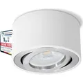 Produktbild: CELI-1W LED Aufbauspot weiß rund - flach nur 50 mm - Aufbaustrahler schwenkbar mit fourSTEP LED 4W warmweiß Dimmen ohne Dimmer - Weiß