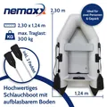 Produktbild: Schlauchboot 230 cm für 2 Personen inkl. 2 Paddel, Tasche, Lüftpumpe, NEMAXX B-W