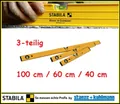 Produktbild: 3-teiliges Stabila Wasserwaagen Set Classic 70 Längen: 100 cm / 60 cm / 40 cm