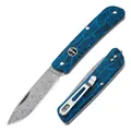 Produktbild: BÖKER PLUS® Tech Tool Blue Damascus - Damast Taschenmesser Droppoint Klinge 110 Lagen - Damaszener EDC Zweihand Klapp-Messer mit G10 Griff blau - Slipjoint 2 Hand Messer 42 a konform in Geschenk-Box