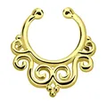 Produktbild: Nasenpiercing Schmuck Fake Ring Septum Clicker Silber 18kt vergoldet mit Ornament, 1,0 x 9 mm
