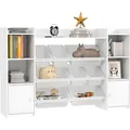 Produktbild: AIYAPLAY Kinderregal Spielzeugregal mit 8 herausnehmbaren Boxen, 4 offenen Fächern, 2 Schränkfach, Kinder Bücherregal für Kinderzimmer, Kinderg... - Weiß