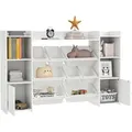 Produktbild: Aiyaplay - Kinderregal Spielzeugregal Mit 8 Herausnehmbaren Boxen, 4 Offenen Fächern, 2 Schränkfach, Kinder Bücherregal Für Kinderzimmer, Kindergarten, 140 X 30 X 90 Cm, Weiß