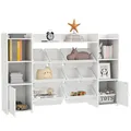 Produktbild: AIYAPLAY Kinderregal, Spielzeugregal Bücherregal mit 8 herausnehmbaren Aufbewahrungsboxen, 4 offenen Fächern, 2 Schrankfächer, für Kinderzimmer, Spielzimmer, Wohnzimmer, 140 x 30 x 90 cm, Weiß