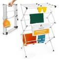 Produktbild: TIMELEOS Wäscheständer klein & platzsparend – klappbar, ausziehbar, Teleskop – stabil & kompakt – ideal für Camping und Haushalt - Weiß
