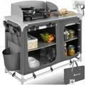 Produktbild: tectake Campingküche Luxus mit Aluminiumgestell und 4 Fächern, faltbar, mit viel Stauraum, Windschutz und Spülbecken, 116 x 52 x 107 cm