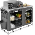 Produktbild: tectake® Camping Küche, Campingschrank faltbar, Reiseküche, Küchenschrank mit Arbeitsplatte und Staufächern für Outdoorküche, Vorzelt, Wohnwagen oder Auto Camping mit Tragetasche