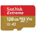 Produktbild: SanDisk Extreme microSDXC UHS-I, C10, U3, V30, A2 + SD Adapter 128 GB 190 MB/s