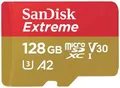 Produktbild: SanDisk Extreme microSDXC-Karte 128 GB Class 10, UHS-I, v30 Video Speed Class stoßsicher, Wasserdicht