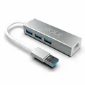 Produktbild: INCA USB-Hub X4 USB 3.0 + Ethernet RJ45 USB-Multiport USB-Adapter Silber
