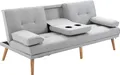 Produktbild: HOMCOM Schlafsofa Sofabett Schlafcouch 3 Sitzer Leinen Hellgrau 181 x 77 x 72 cm