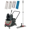 Produktbild: Reinigungswagen Sprintus 2x17 L Kunststoff im SET mit Klapphalter 50 cm, Teleskopstiel, verschiedene Möppe 301001