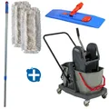 Produktbild: ReinigungsBerater Reinigungswagen im Set mit 2x17 L & Presse inkl. Kunststoffklapphalter 50 cm, Stiel und 2x Mastermopp 51301001+37MH50,