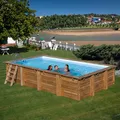 Produktbild: Holzpool Evora Rechteckig 620x420x133 cm Komplettset Sandfilter Massivholz Pool
