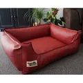 Produktbild: Hundebettenmanufaktur Hundekorb Hundesofa Schlafplatz Kunstleder Similpelle von XS bis XXL rot 60 cm x 80 cm