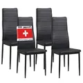 Produktbild: ALBATROS Esszimmerstühle 4er Set Milano, Schwarz - Edles Italienisches Design, Kunstleder-Bezug, bequemer Polsterstuhl - SGS geprüft - Moderner Küchenstuhl, Stuhl Esszimmer