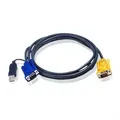 Produktbild: ATEN 2L-5206UP KVM-Kabel VGA USB (mit eingebautem PS/2-USB-Konverter), schwarz, 6 m