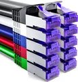 Produktbild: deleyCON 10x 0,25m CAT7 Netzwerkkabel - 10 Gigabit - Kurzes 25cm RJ45 Patchkabel Ethernet Kabel (Kupfer, SFTP PiMF Schirmung) - LAN DSL Switch Modem Router Patchpanel CAT7 CAT6 CAT5 - Bunt