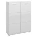Produktbild: Schuhschrank Schuhkommode 2 Türen 5 Einlegeböden Weiß Hochglanz 90 x 120 cm