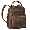 Produktbild: STILORD 'Zane' Freizeit-Rucksack Damen Leder Mittel-Groß - Ideal als Reiserucksack mit Trolley-Halterung - Vintage Daypack aus Echtleder - Tablet Laptop bis 12 Zoll, Farbe:zamora - braun