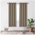 Produktbild: Deconovo Verdunkelungsvorhang Gardinen mit Ösen Blickdichte Vorhang Kälteschutz Schlafzimmer 2er Set, Blackout Curtain einfarbig Thermo Vorhang Verdunkelung Wärmeisolierend gelb 140 cm x 245 cm