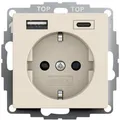 Produktbild: Gira Steckdose System 55 245901, Unterputz, 1-fach, cremeweiß glänzend, mit USB-A und USB-C