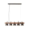 Produktbild: BRILLIANT Lampe Plow Pendelleuchte 5flg schwarz stahl/holz 5x A60, E27, 10W, g.f. Normallampen n. ent. Köpfe schwenkbar Kabel kürzbar