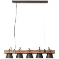Produktbild: Brilliant Lampe Plow Pendelleuchte 5flg schwarz stahl/holz | 5x A60, E27, 10W, g.f. Normallampen n. ent. | Köpfe schwenkbar | Kabel kürzbar