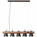 Produktbild: BRILLIANT Lampe Plow Pendelleuchte 5flg schwarz stahl/holz | 5x A60, E27, 10W, g
