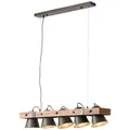 Produktbild: Brilliant 82175/46 Plow Pendel Leuchte 5er Hänge Lampe Metall Holz schwarz